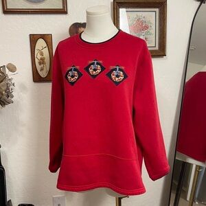 Adorable Vintage 90s‎ Grandma-Core Holiday Wreath Collared Sweatshirt